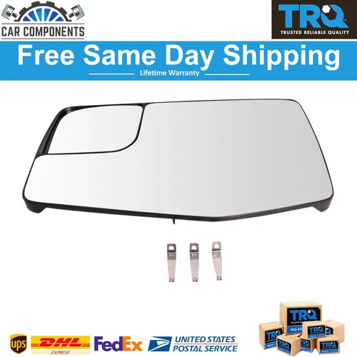 TRQ New Exterior Mirror Glass Power LH Side For 2019-2021 Chevy Silverado