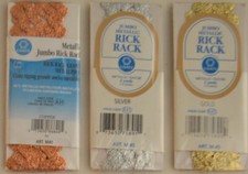 Coats - Metallic Rick Rack 5/8"w x 2 yd - Gold, Silver, or Copper