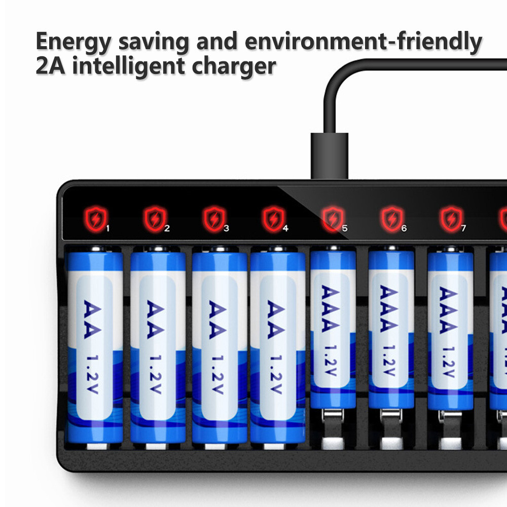 8 Slots Rechargeable Batteries Lithium Battery Charger for 1.2V AA/AAA NIMH NICD-image