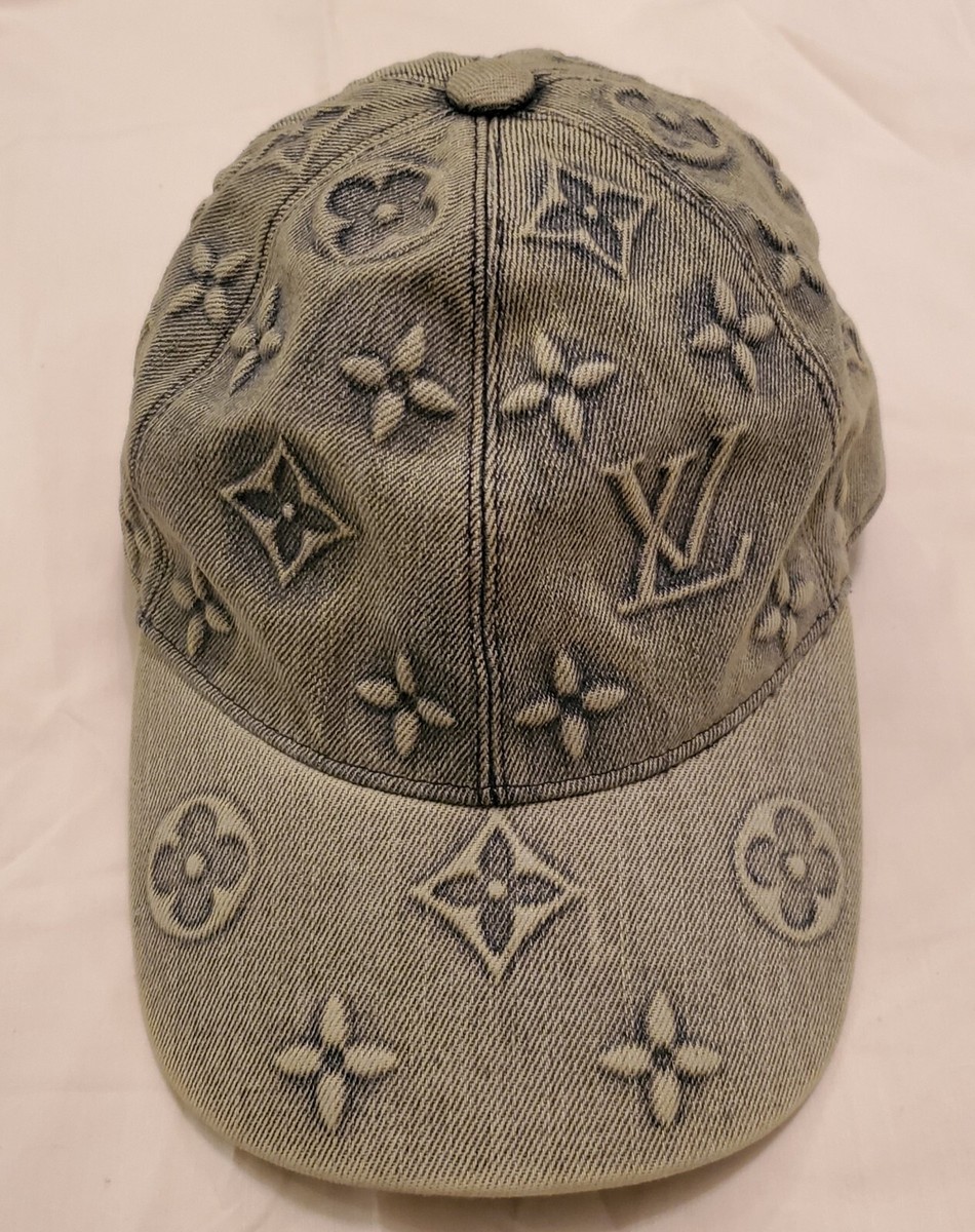 Authentic Louis Vuitton Monogram Washed Denim Cap Hat M7156L Size 