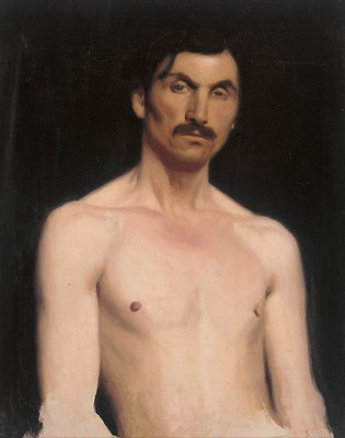 John Henry Lorimer ''Self-Portrait, Half-Length, Nude'' Black Artwork Fine Art