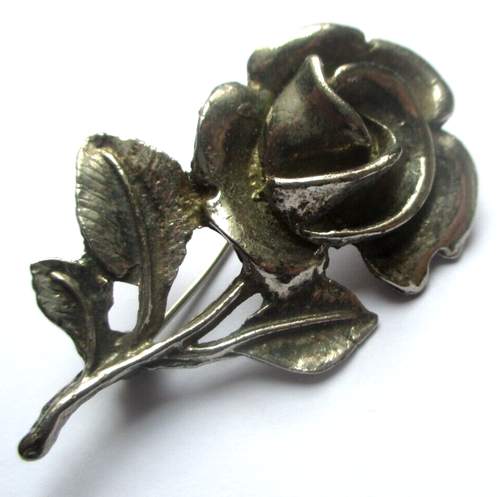 Broche Vintage Signée PIM - Fleur En Relief Or Poli Et Gravé - Bijou Fantaisie Occasion En Bon état