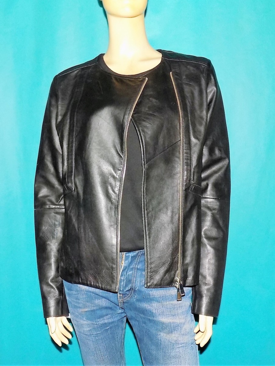 Veste Pinko En Cuir Agneau Noir - Taille 40, Bimatière, Occasion Très Bon état