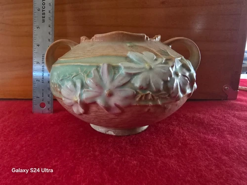 Roseville Brown Cosmos Squat Vase #374-4