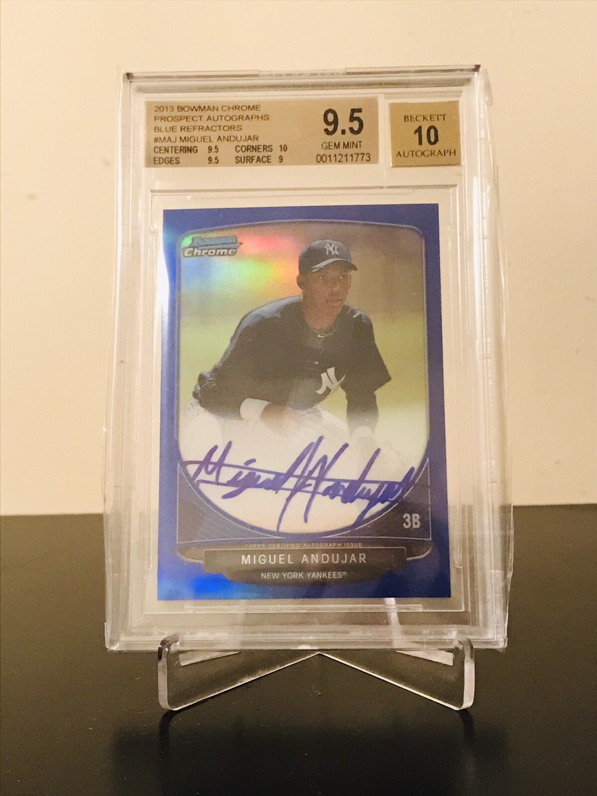 MIGUEL ANDUJAR  2013 Bowman Chrome Blue Refractor Auto /150 BGS 9.5/10