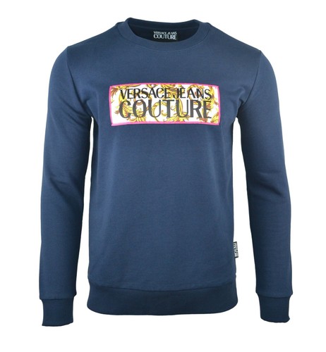 VERSACE JEANS COUTURE Maglione nero con logo riflettente
