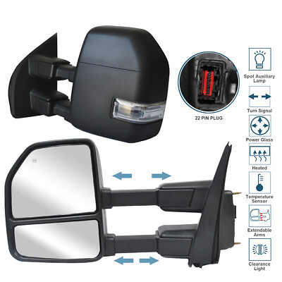 Tow Mirrors Fit For 2017-20 Ford F250 F-350 F-450 Power Heated Turn Signal LH+RH