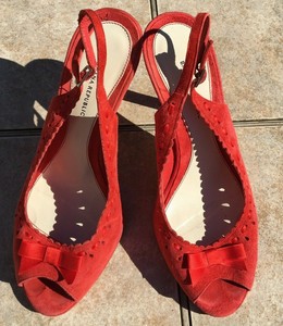 red slingback peep toe shoes