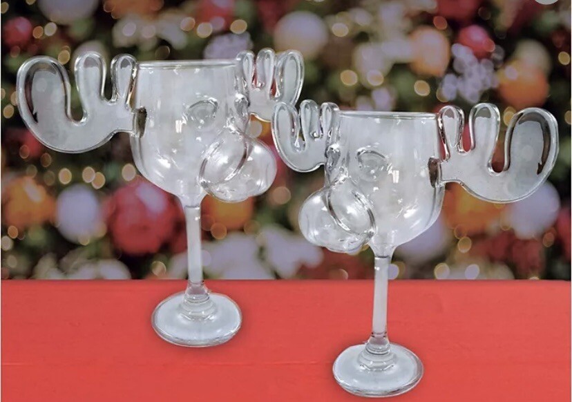 National Lampoon's Christmas Vacation Moose Mug Wine Glasses Set of 2