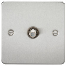 Image of Flat Plate 1G SAT TV Outlet (non-isolated) - Brushed Chrome