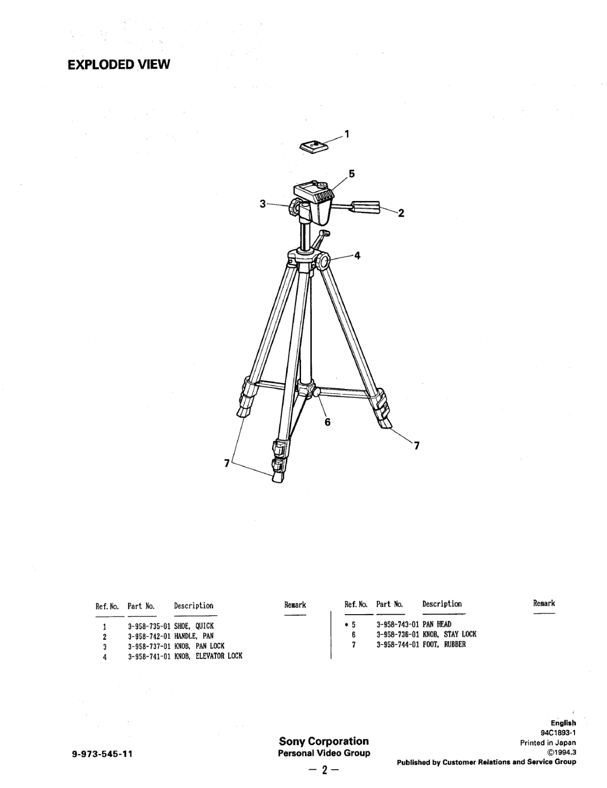 SONY Video Camera Tripod VCTR610 Lightweight Black eBay