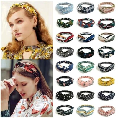 Women Girls Knotted Headband Twist Knot Head Wrap Elastic