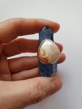 Sterling Silver Plated Over Brass Scolecite Gemstone Ring Natural Crystal Boho