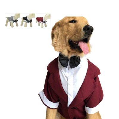 Pet Costume Dog Suit Formal Tuxedo with Black Bow Tie for Large Medium Small ...