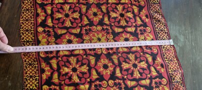 Foulard Carré En Soie Mousseline Tissée Main - Multicouleur Vintage - 47x50 Cm