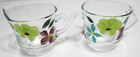 Vintage Bartlett Collins Glass Creamer & Sugar Set Clear Painted Flowers 3" T