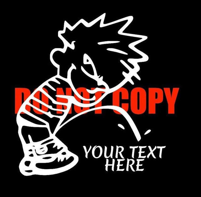 CALVIN PEE ON DECAL FUNNY CALVIN STICKER WINDOW CAR Your Own Text CUSTOM eBay