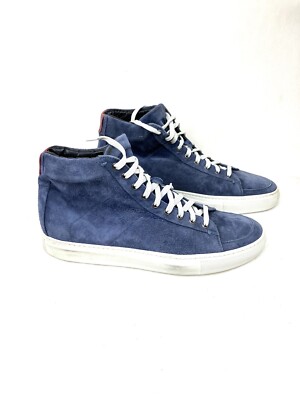 Baldinini High Top Men's Leather Suede Bleu Sneakers Size EUR 41 US 8 UK 7