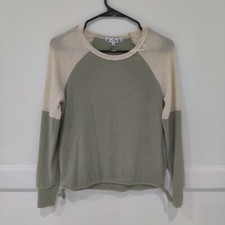 Brand New Women's Poof New York Two Tone Sweatshirt Size S Green And Cream BB285