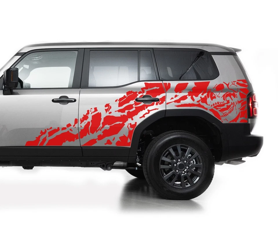 Kit de calcomanías de diseño gráfico de calavera de pesadilla lateral para Toyota Land Cruiser Foto 4 de 4
