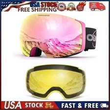 Odoland Magnetic Interchangeable Ski Snowboard Goggle Replacement Lens Yellow