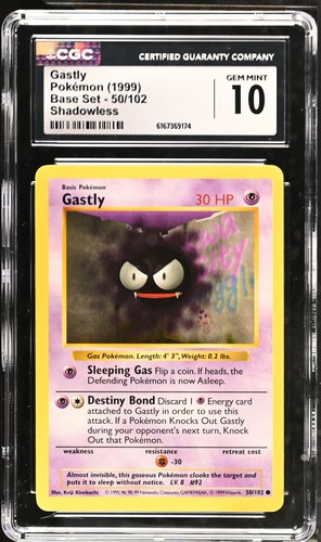Gastly (Shadowless) graded CGC 10 for sale on eBay