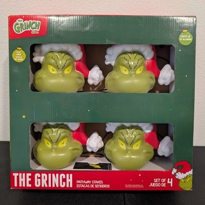 Dr. Seuss The Grinch Pathway Stake Lights Set Of 4 Brand NEW FREE SHIPPING
