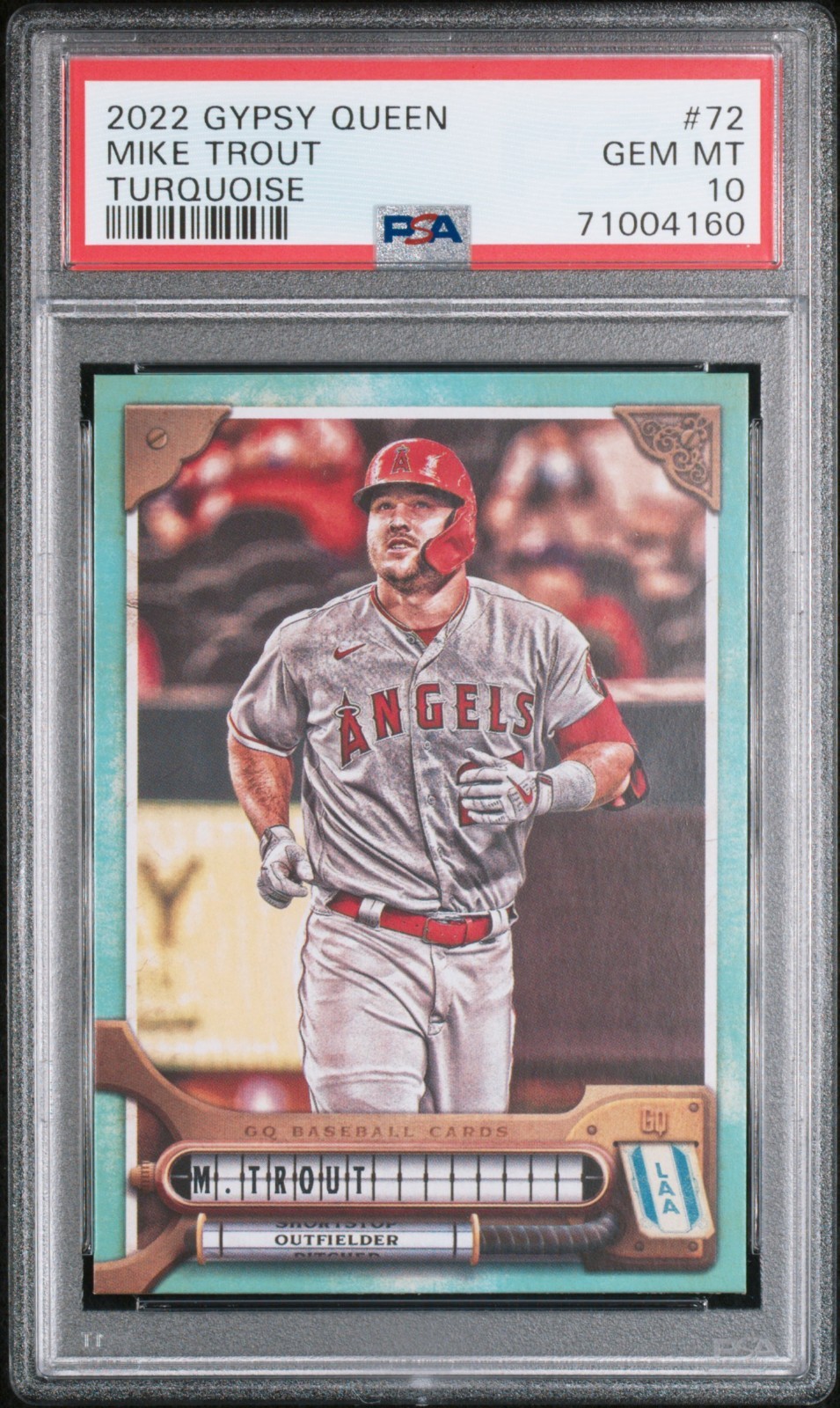 2022 Topps Gypsy Queen - Mike Trout #72 Turquoise /199 PSA 10 Pop 1 view 3