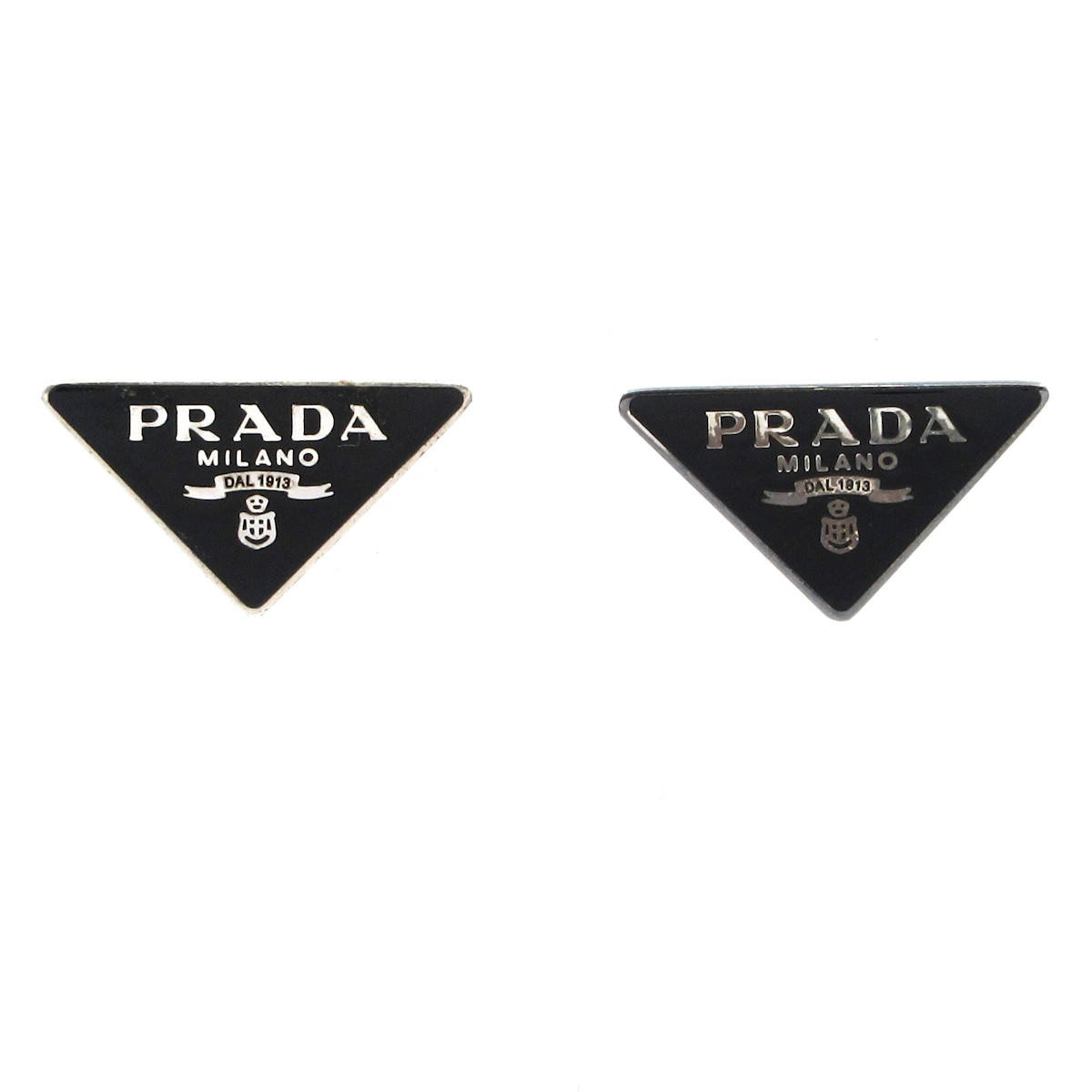 Auth PRADA - Silver Black E*************** Earrings