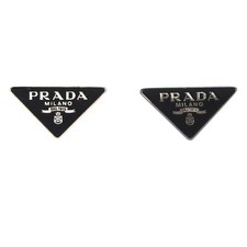Auth PRADA - Silver Black E*************** Earrings