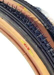 2 GT LP-5 20" x1.75" tires: 2 BMX bicycle skinwall tires - BLACK w/ TAN SKINWALL
