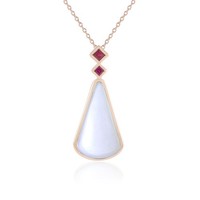 Cavill Mondstein Halskette 10,8Ct Rubin Cabochon 925 Silber RoséGold