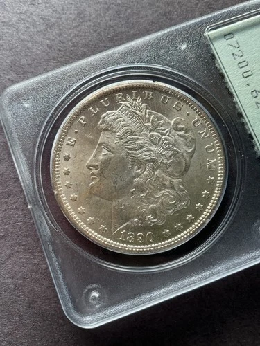 1890 O Morgan Dollar PCGS MS62 Rattler Holder