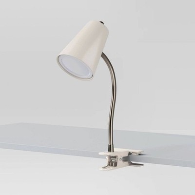 Room Essentials White Clip Table Lamp With Flexible Neck & Built-In LED Bulb
