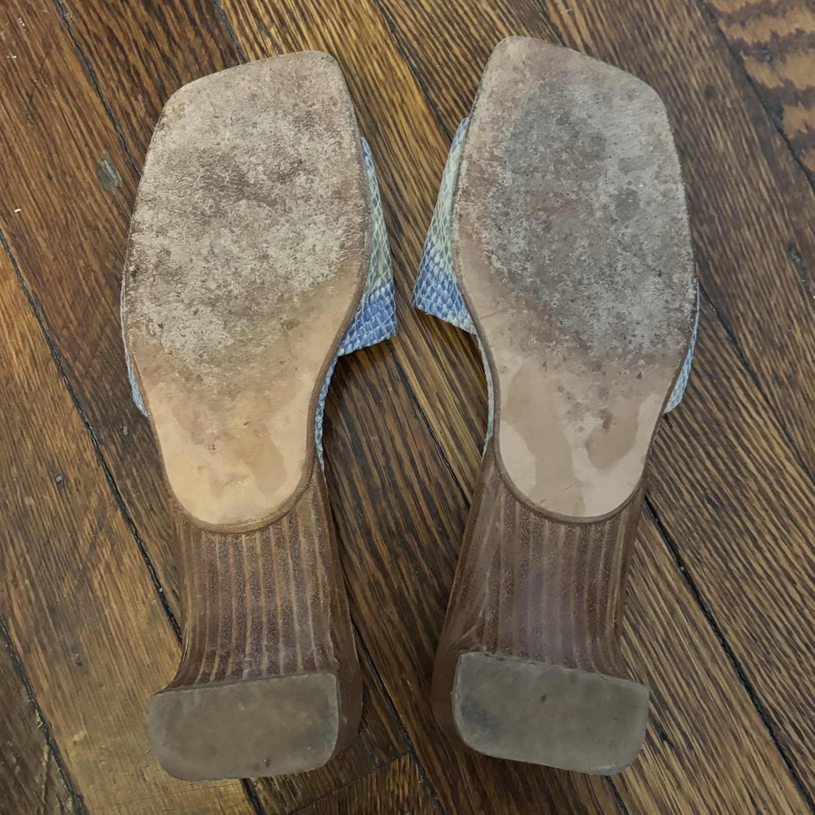 VINTAGE 90s BLUE PYTHON STUART WEITZMAN SLIDES WO… - image 2