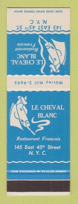 Matchbook Cover - Le Cheval Blanc French Restaurant New York City SAMPLE