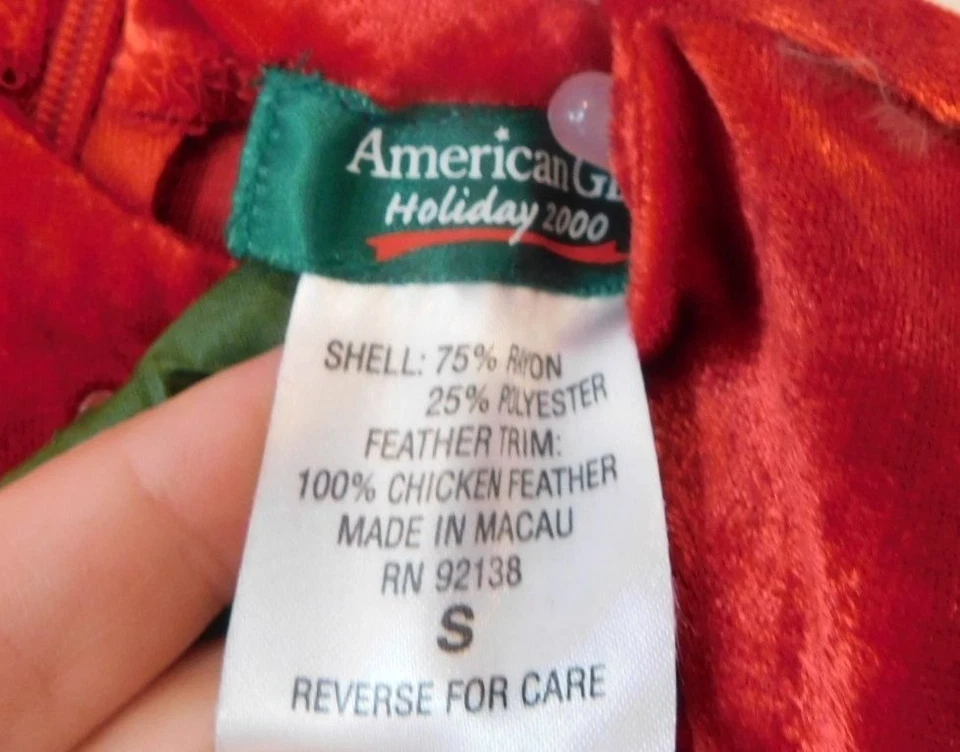 American Girl Bitty Baby Santa's Helper Holiday 2000 Girl Size S Small Dress - Image 4 of 4