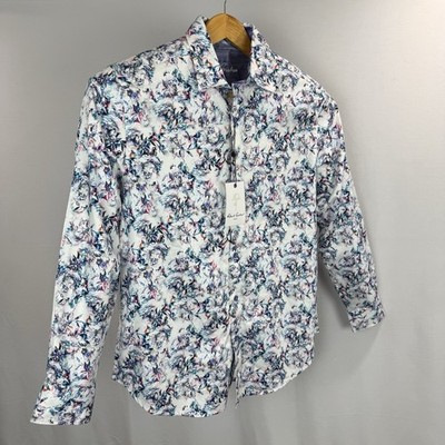 Robert Graham Button-Up Shirt Mens 2XL Floral Art Vibrant FlipCuff LS Cotton NEW
