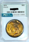 1921 High Relief  Peace Dollar Lustrous Toned Ch AU ++ / Unc Rare Date