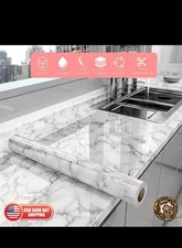 Glossy gray/white marble adhesive paper 16x120,polished granite style countertop