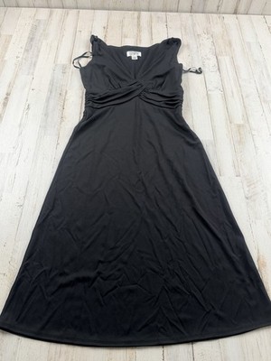 Ann Taylor LOFT Sleeveless Dress Size 0 Black V Neck Twist Front Very Nice
