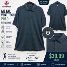 Lululemon Metal Vent Tech Polo Men’s Large Blue Green Stripe Golf Athletic Shirt