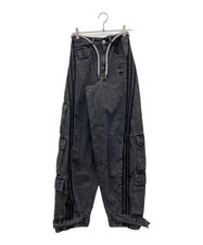 adidas Denim Cargo Pants S Unisex Black Streetwear Drawstring Pockets