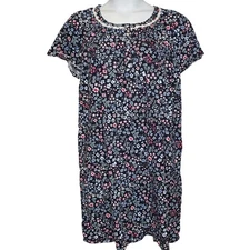 Aria Collection Womens Navy Floral Nightgown Size XL Cotton Soft Cottagecore