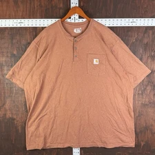CARHARTT Loose Fit Pocket 3-Button Henley T-Shirt TK0084-M Orange Men’s 3XL GUC
