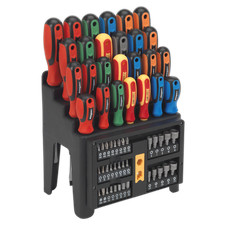 Image of Sealey Screwdriver Bit & Nut Driver Set With Colour-Coding 61 Pieces S01152