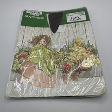 Vintage 1970s Lady Bagry deluxe Long Pantyhose Tall RARE Off Black Color