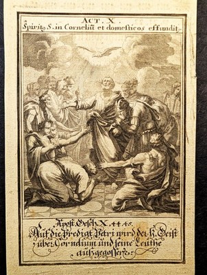 Kupferstich von 1695. Bekehrung des Cornelius. Christoph Weigel: