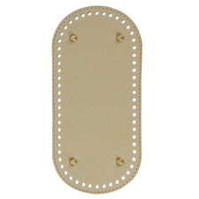 Oval PU Leather Bag Bottom Shaper with Holes  Nails 9.8x4.7 Inch Gold