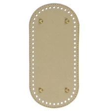 Oval PU Leather Bag Bottom Shaper with Holes & Nails 9.8x4.7 Inch Gold